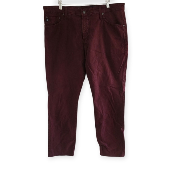 AG Adriano Goldschmied Everett Slim Straight Fall Preppy Jeans Burgundy - Men's - Picture 3 of 13